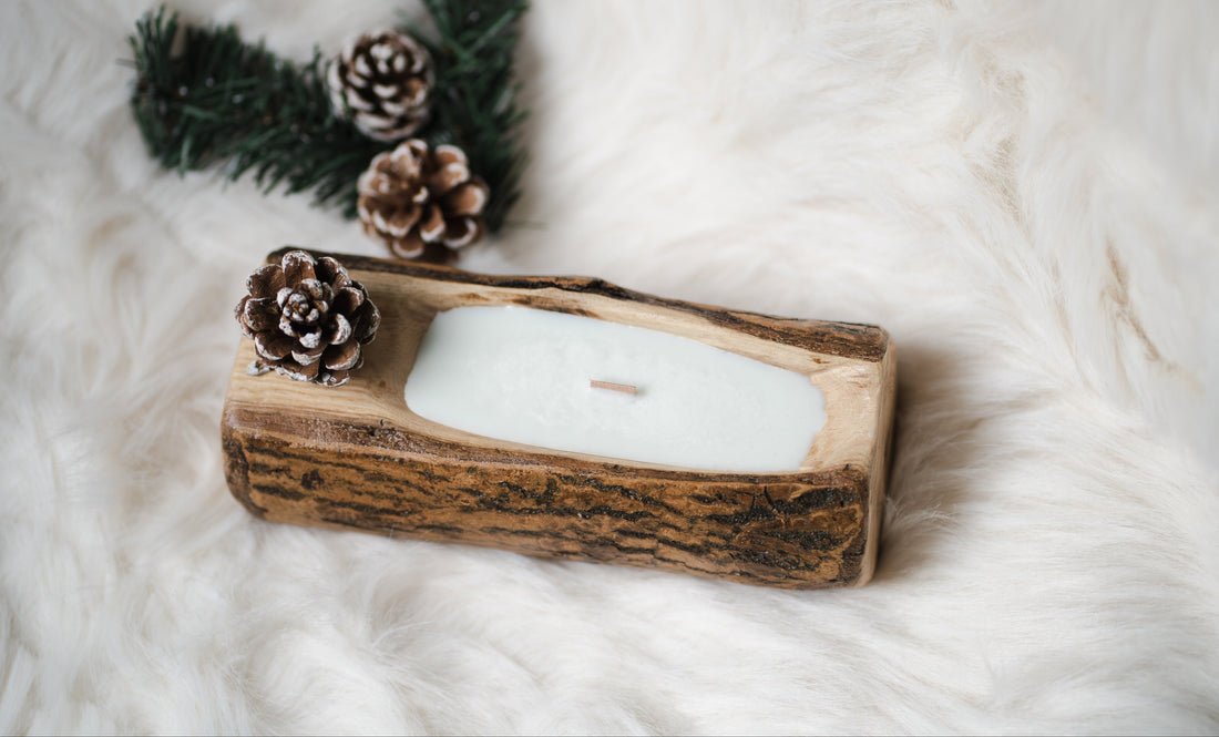 🎁 Lumânări în recipiente din lemn cu scoarță – cadouri rustice cu suflet românesc