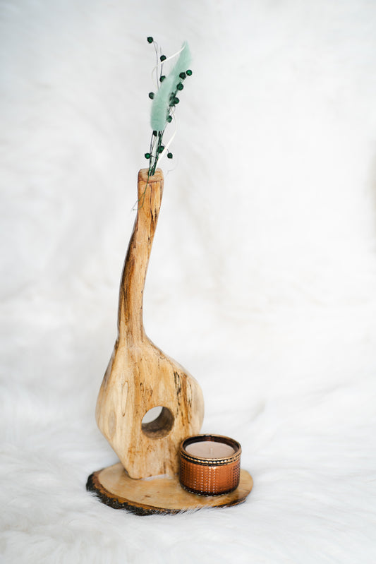 Vază unicat din lemn - set cadou